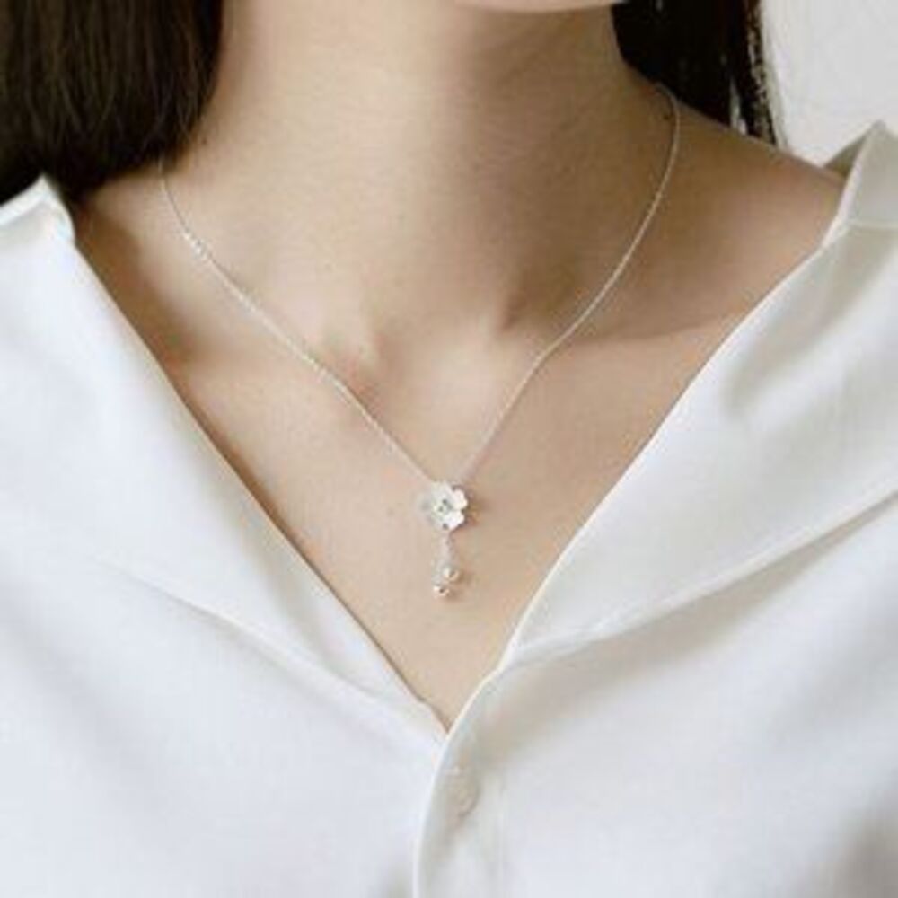NEW 925 Sterling Silver Cherry Blossom Necklace
